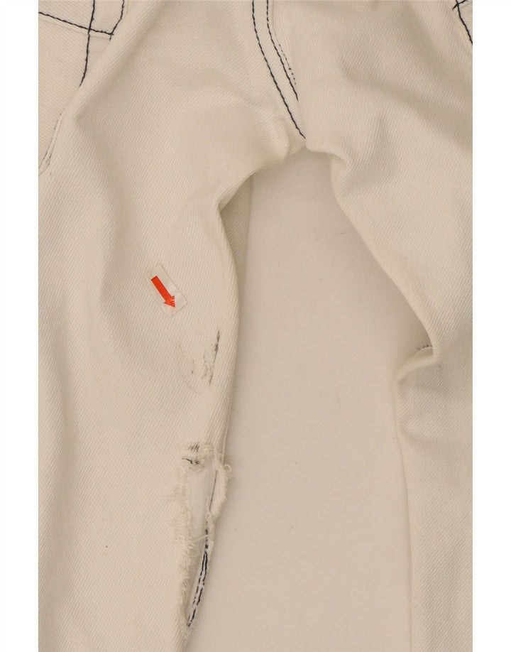 Armani Damen Distressed Straight Jeans W32 L30 Weiße Baumwolle