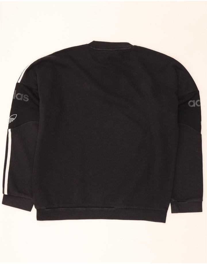 ADIDAS Herren-Sweatshirt mit lockerer Passform, Grafik, Größe S, schwarze Baumwolle