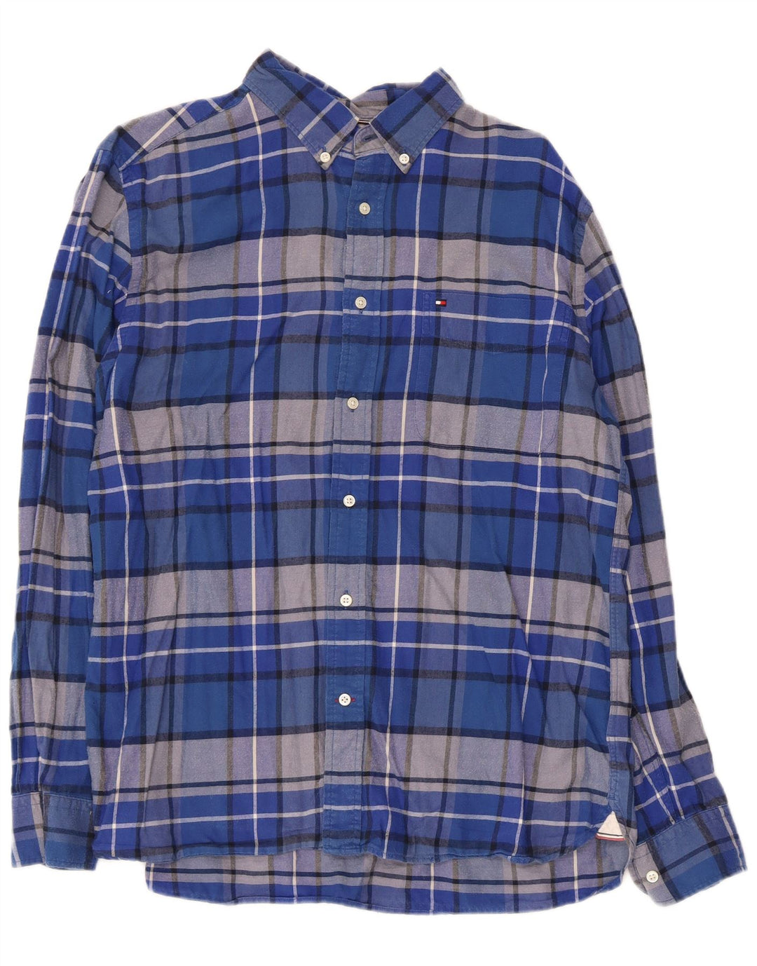 Tommy Hilfiger Herren-Hemd mit normaler Passform, groß, blau kariert, Baumwolle