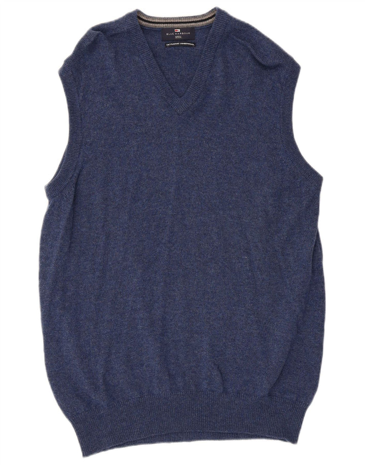 Marks & Spencer Herren-Tanktop aus mittelblau gefleckter Lammwolle