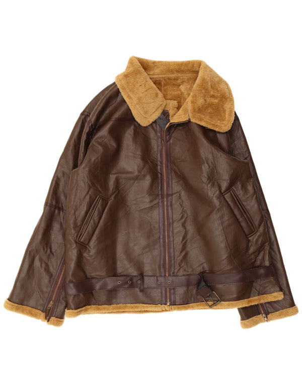 Vintage Herren Sherpa Lederjacke UK 42 XL Braun
