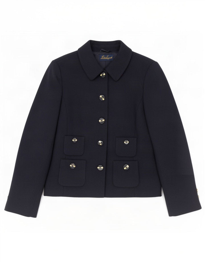 Luisa Spagnoli Damen 5-Knopf-Blazerjacke IT 46 Große marineblaue Baumwolle