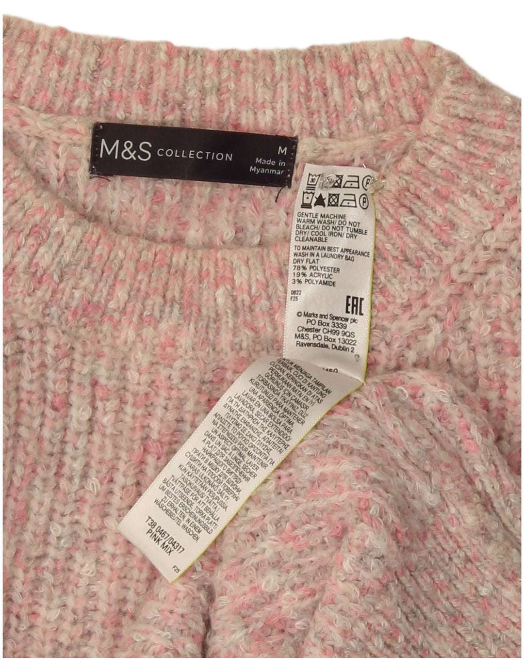 Marks & Spencer Damen-Pullover mit Rundhalsausschnitt, Gr. 14, mittelrosa meliert