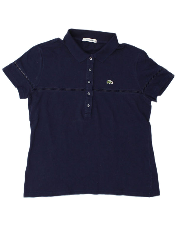 Lacoste Damen Poloshirt Größe 46 XL Marineblaue Baumwolle