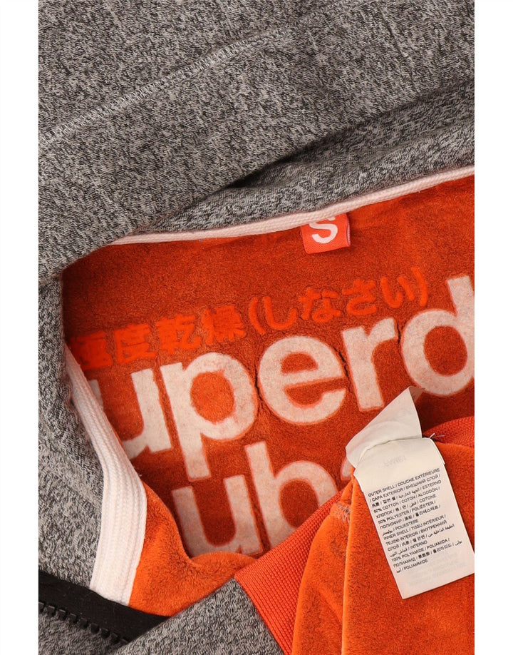 SUPERDRY Herren-Kapuzenpullover mit Reißverschluss, klein, grau gefleckte Baumwolle