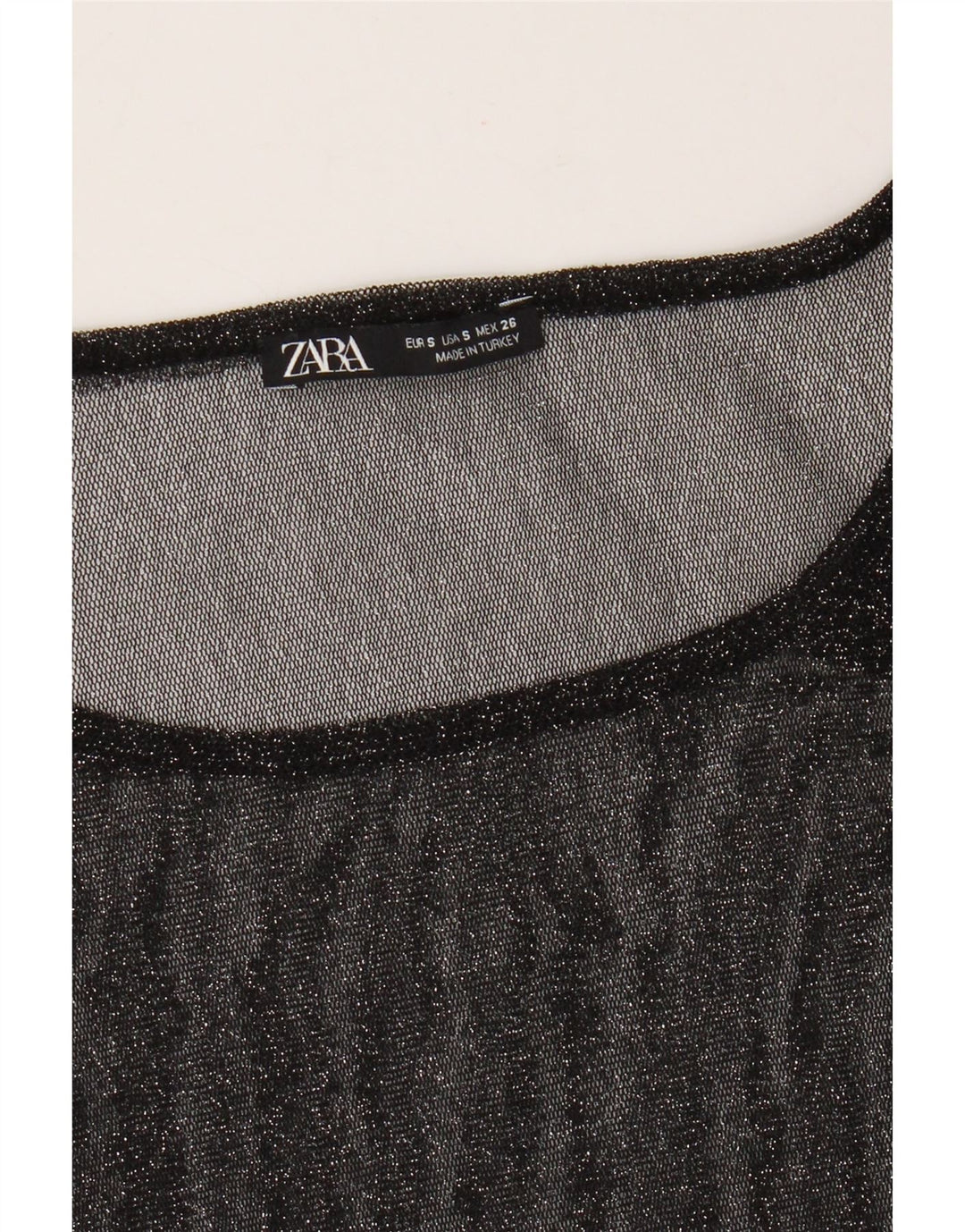 Zara Damen Übergroßes durchsichtiges Top Langarm UK 10 Small Schwarz