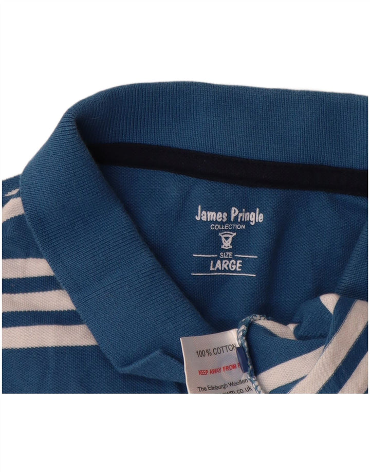 James Pringle Herren-Poloshirt, groß, blau gestreift, Baumwolle