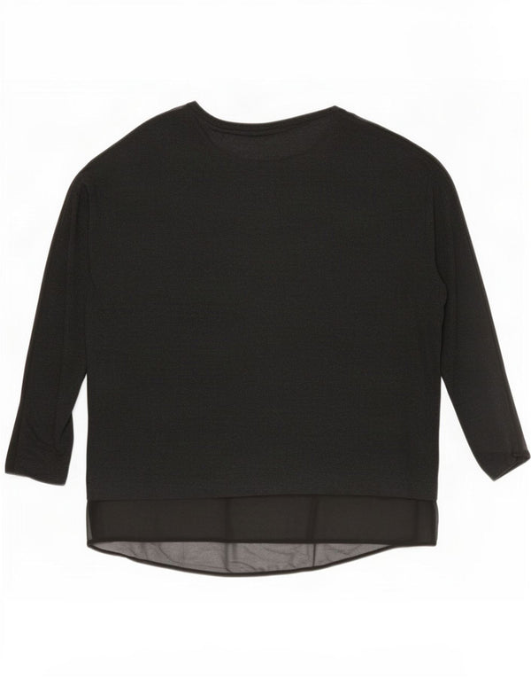 Zara Damen Übergroßes Top Langarm UK 14 Mittelschwarze Viskose