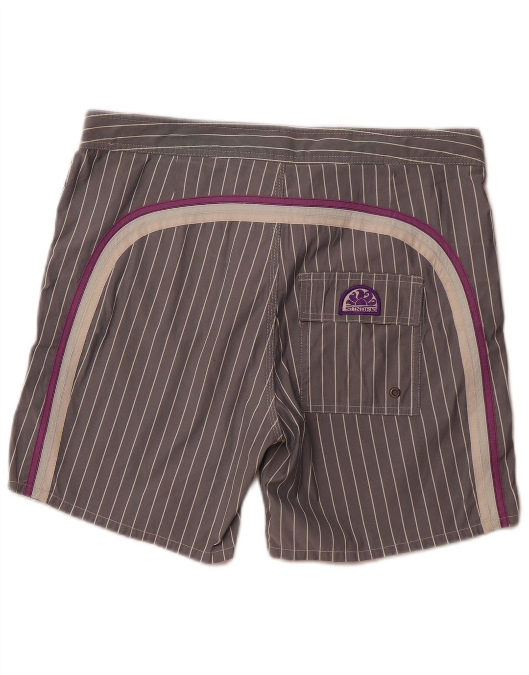 SUNDEK Herren-Badeshorts aus mittelgrauem Nadelstreifen-Polyester