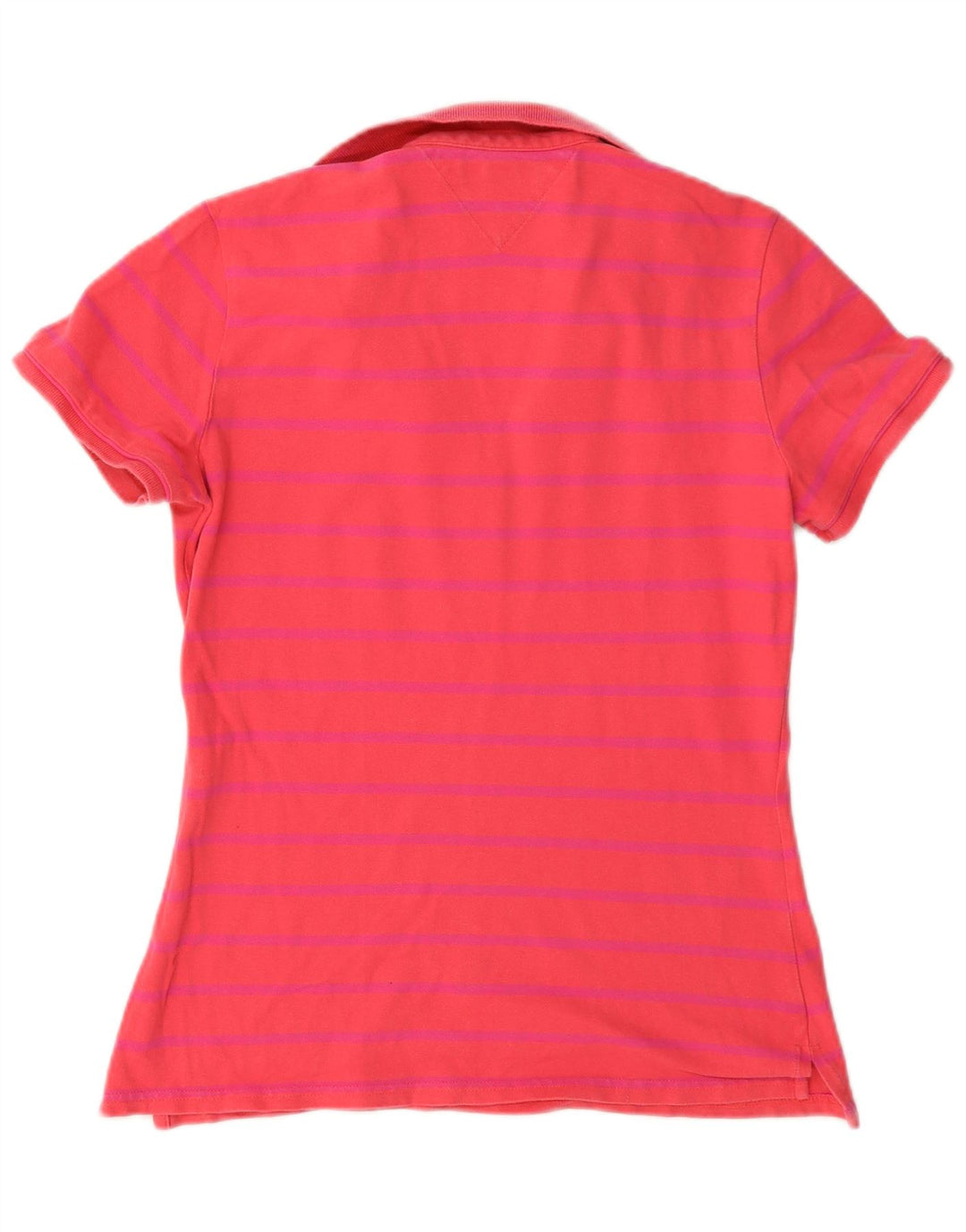 Tommy Hilfiger Damen-Poloshirt mit normaler Passform, UK 14, mittelrot gestreift