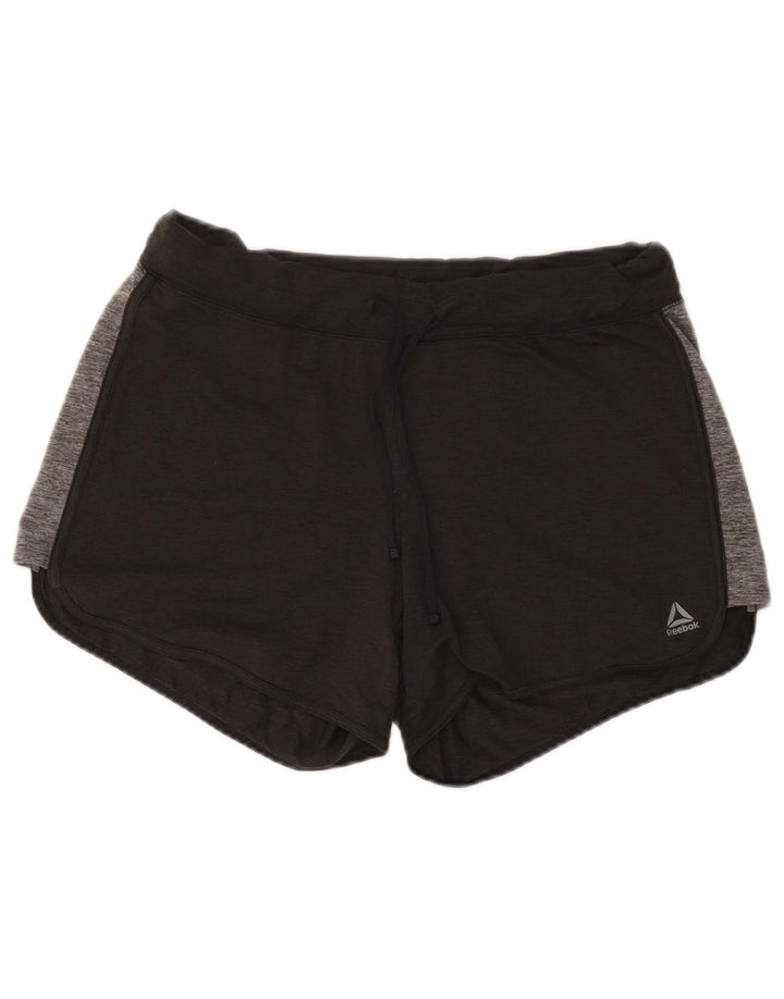 Reebok Damen Sportshorts UK 12 Mittelgraues Colourblock-Polyester