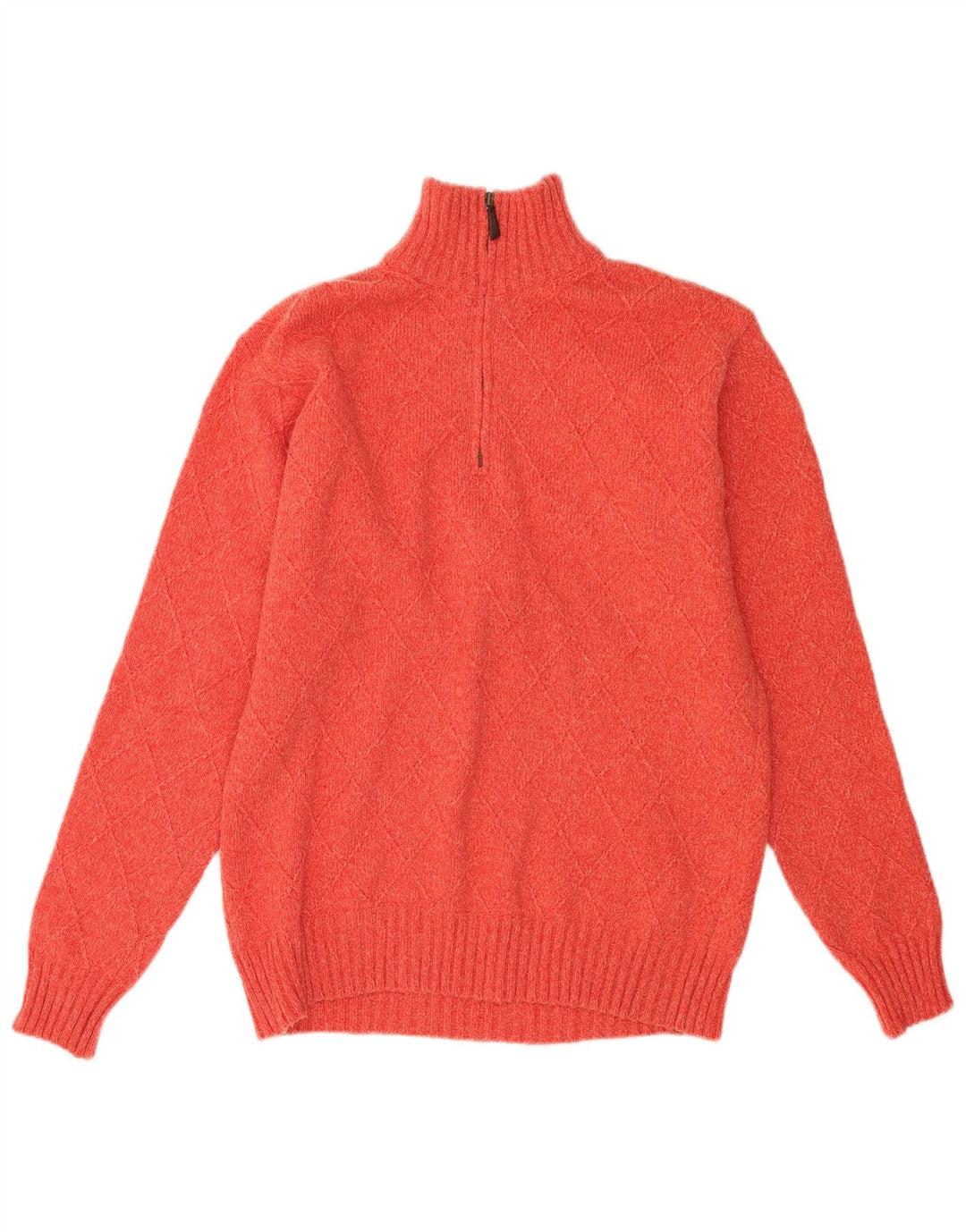 Marlboro Classics Herren-Pullover mit Reißverschluss am Hals, mittelorange gefleckte Wolle
