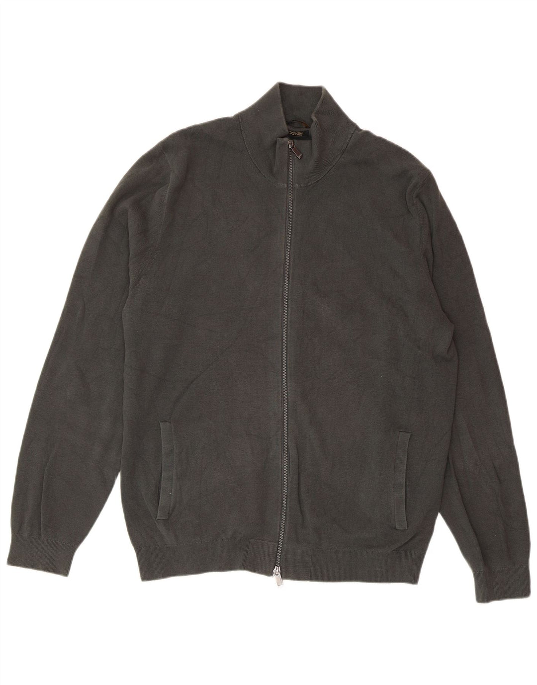 MASSIMO DUTTI Herren Strickjacke 2XL Graue Baumwolle