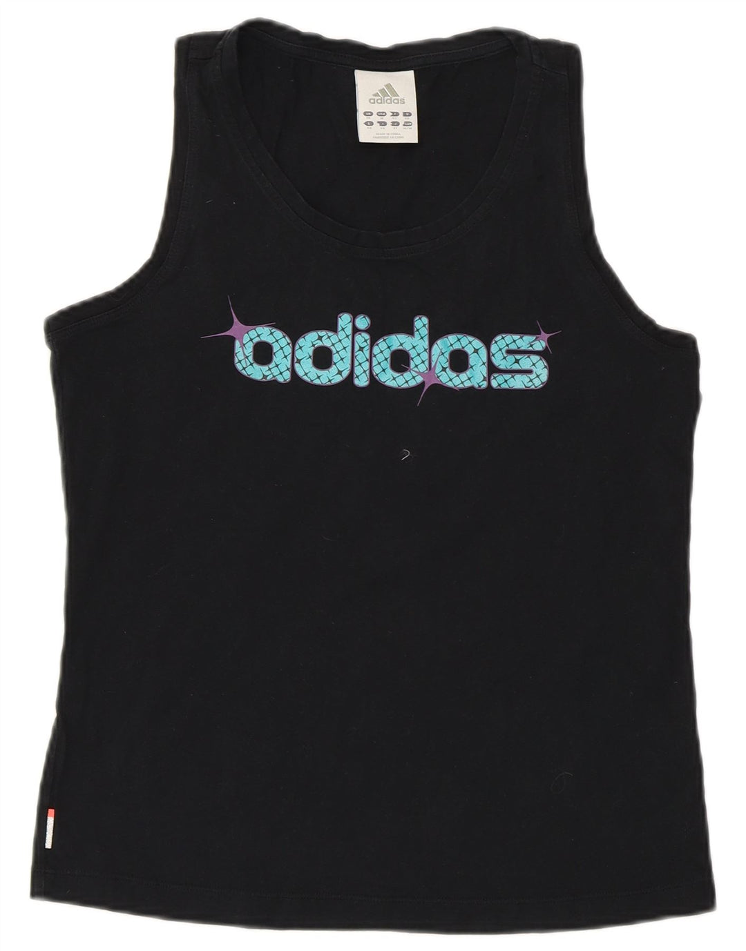 ADIDAS Damen Graphic Vest Top UK 14 Mittelschwarze Baumwolle