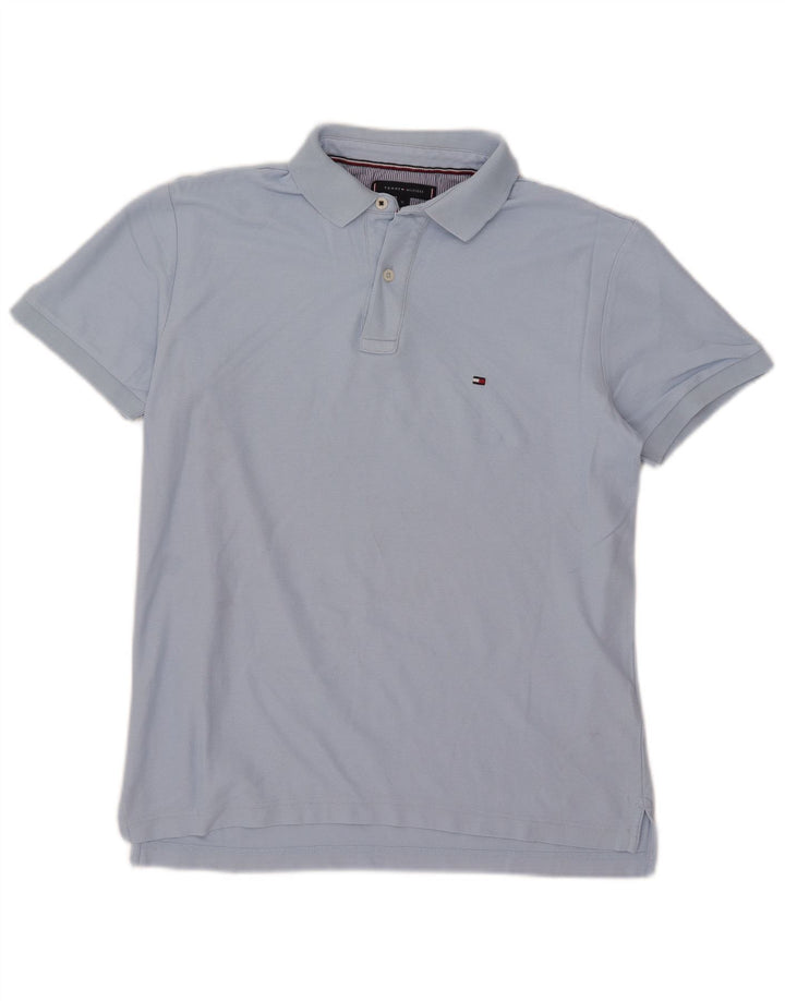 Tommy Hilfiger Herren-Poloshirt mit normaler Passform, mittelblaue Baumwolle
