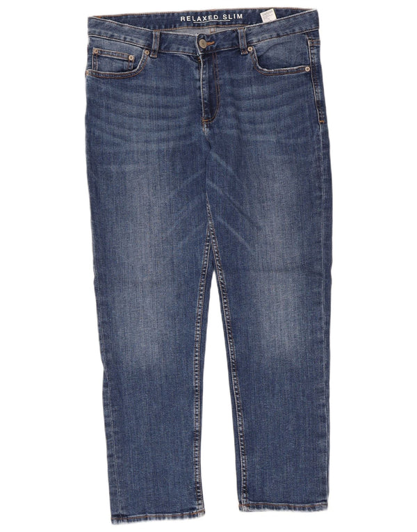 Marks & Spencer Damen Crop Slim Jeans UK 12 Medium W32 L26 Blau
