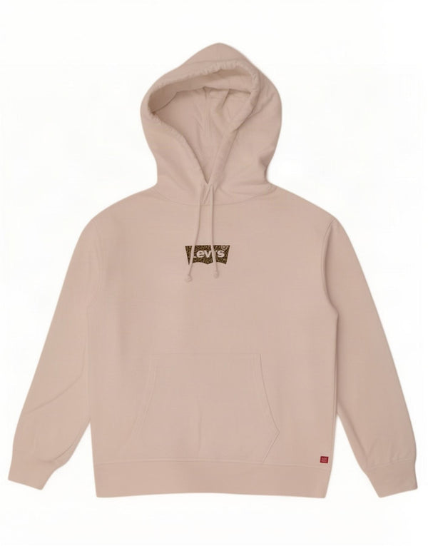 Levi's Womens Loose Fit Graphic Hoodie Pullover UK 14 Mittelweiße Baumwolle