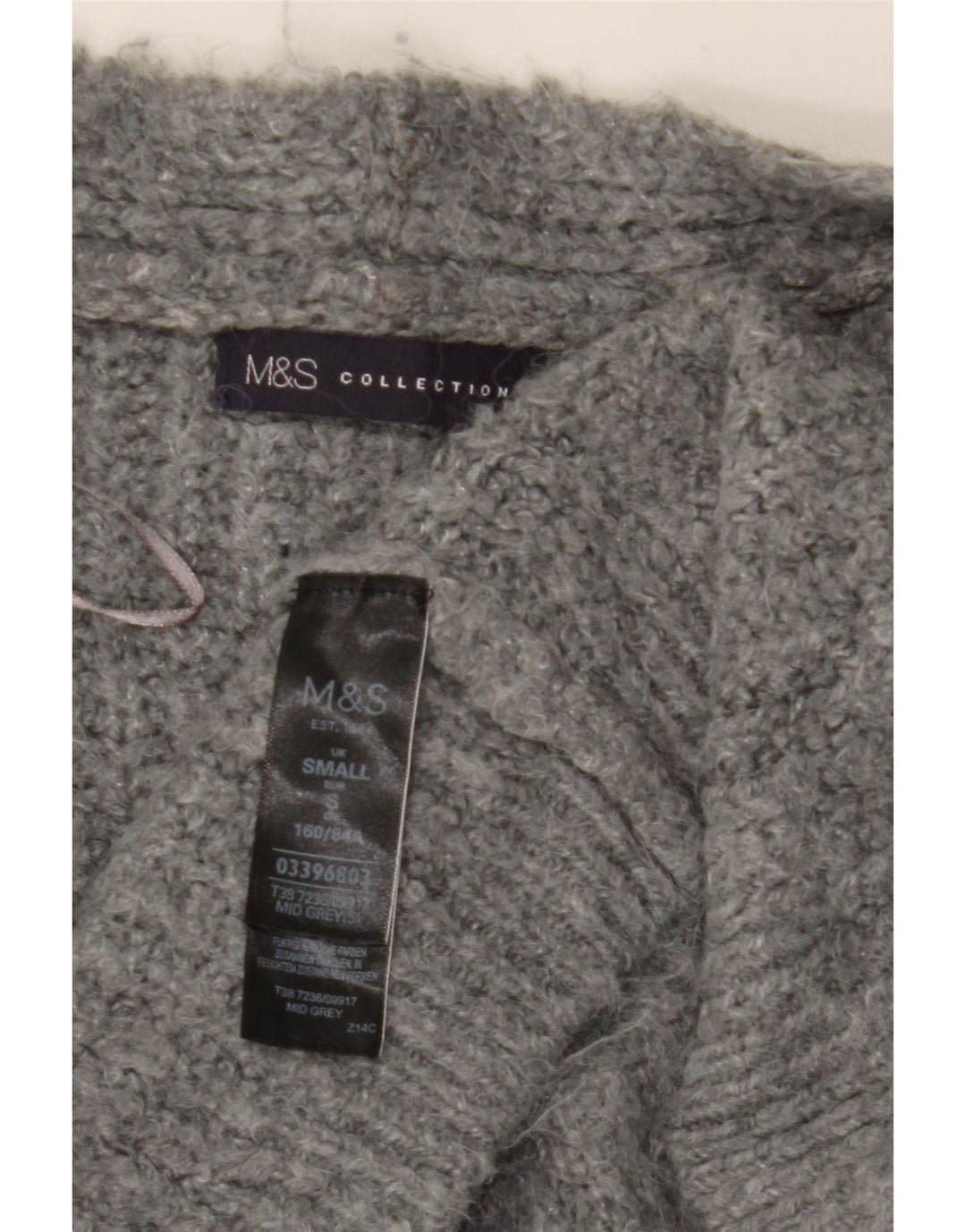 Marks & Spencer Damen Longline Open Cardigan Pullover UK 10 Small Grau