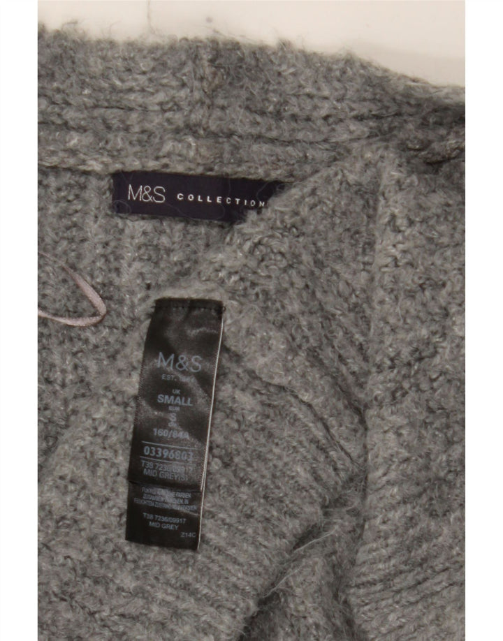Marks & Spencer Damen Longline Open Cardigan Pullover UK 10 Small Grau