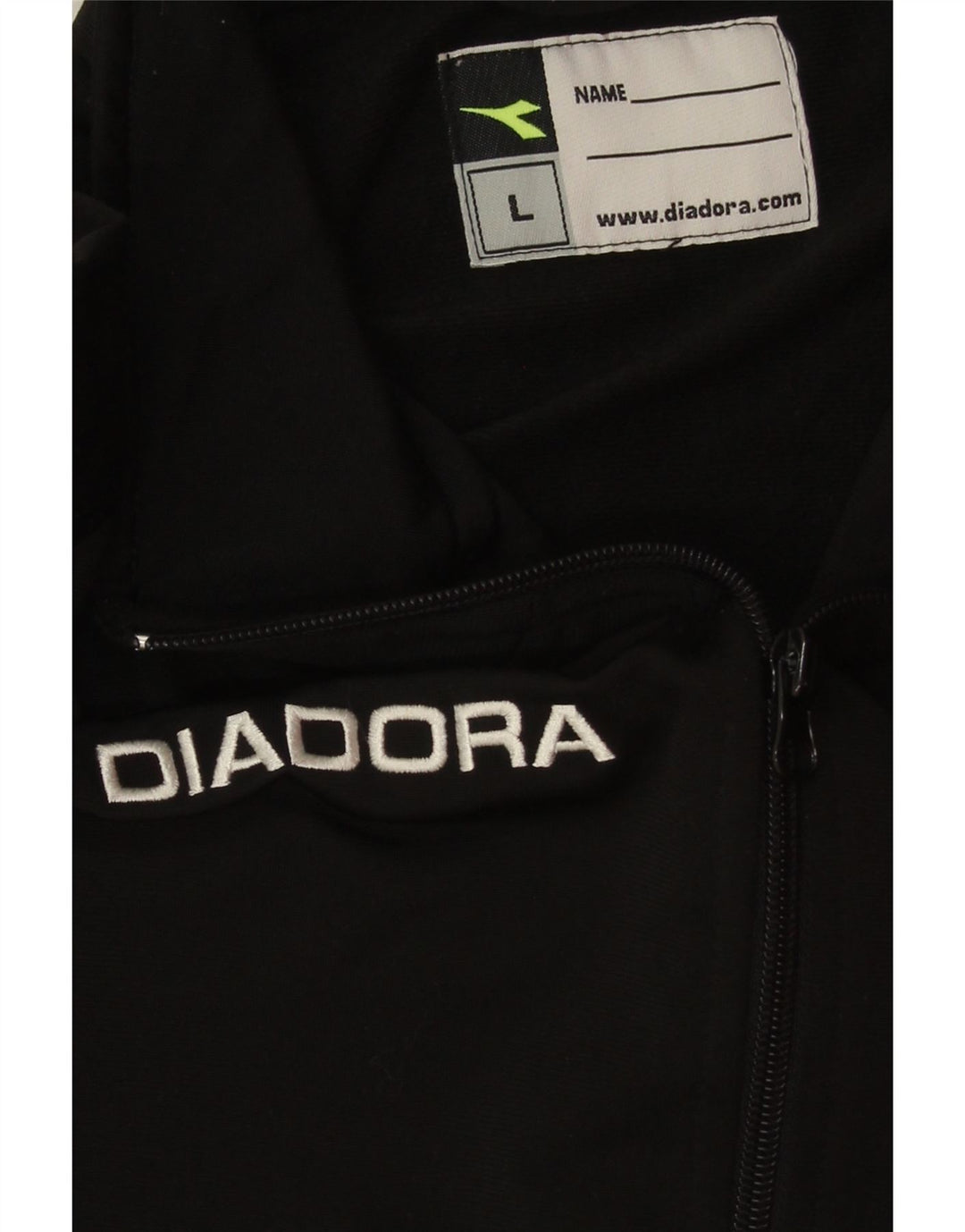 Diadora Herren-Trainingsanzugoberteil mit Grafik, Größe L, aus schwarzem Polyester