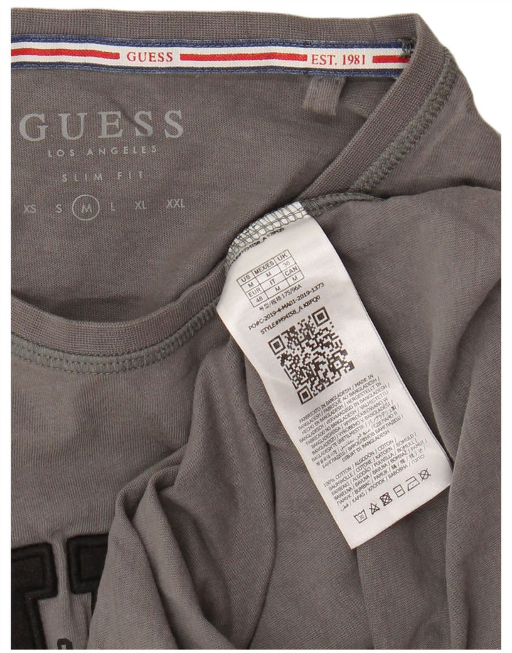 Guess Slim-Fit-Grafik-T-Shirt-Oberteil für Herren aus mittelgrauer Baumwolle