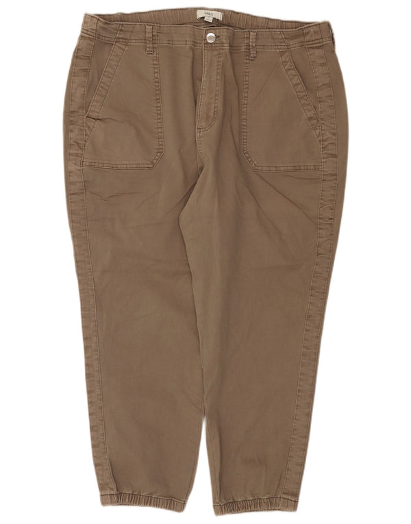 Marks & Spencer Damen-Hose mit hoher Taille, kurz geschnitten, UK 20, 2XL, W40, L24, Beige