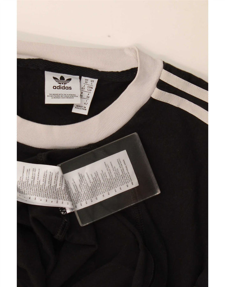 Adidas Damen Top Langarm UK 10 Small Schwarz Baumwolle
