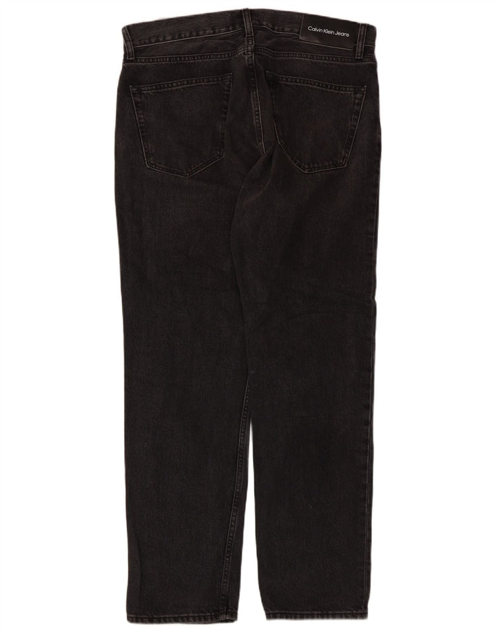 Calvin Klein Herren Straight Jeans W32 L30 Schwarze Baumwolle