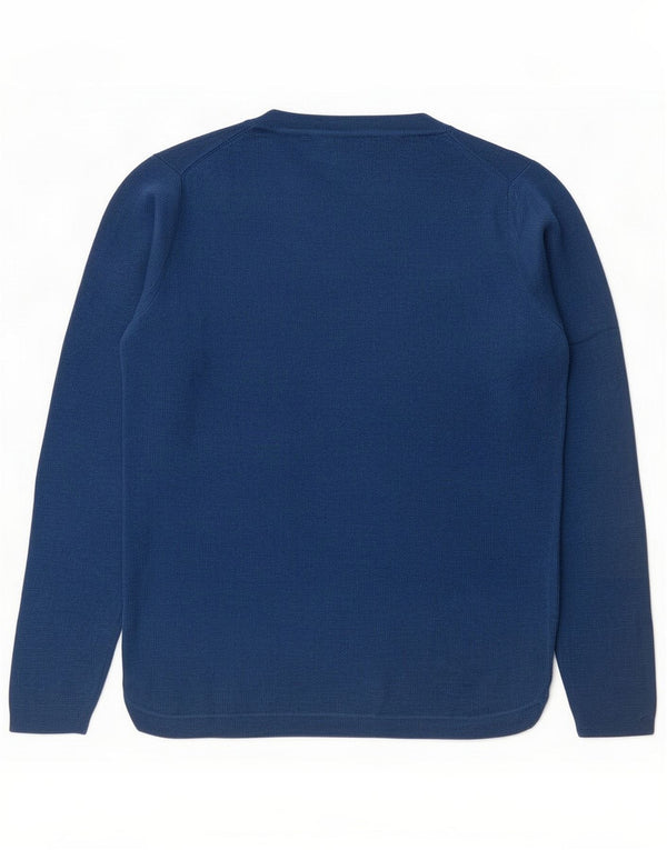 Massimo Dutti Womens Boat Neck Jumper Sweater UK 14 Large Blue Wool