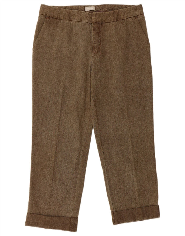 Stefanel Damen-Hose, kurz geschnitten, EU 36, Größe S, W28, L21, braun, Fischgrätenmuster