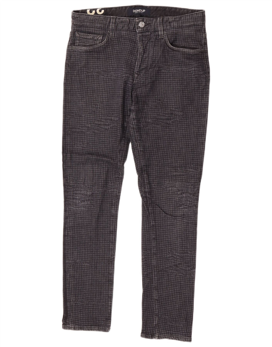 Dondup Herren Slim Jeans W32 L30 Graue Hahnentritt-Baumwolle