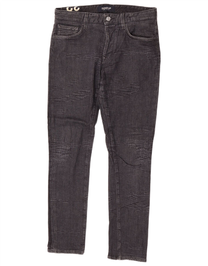 Dondup Herren Slim Jeans W32 L30 Graue Hahnentritt-Baumwolle