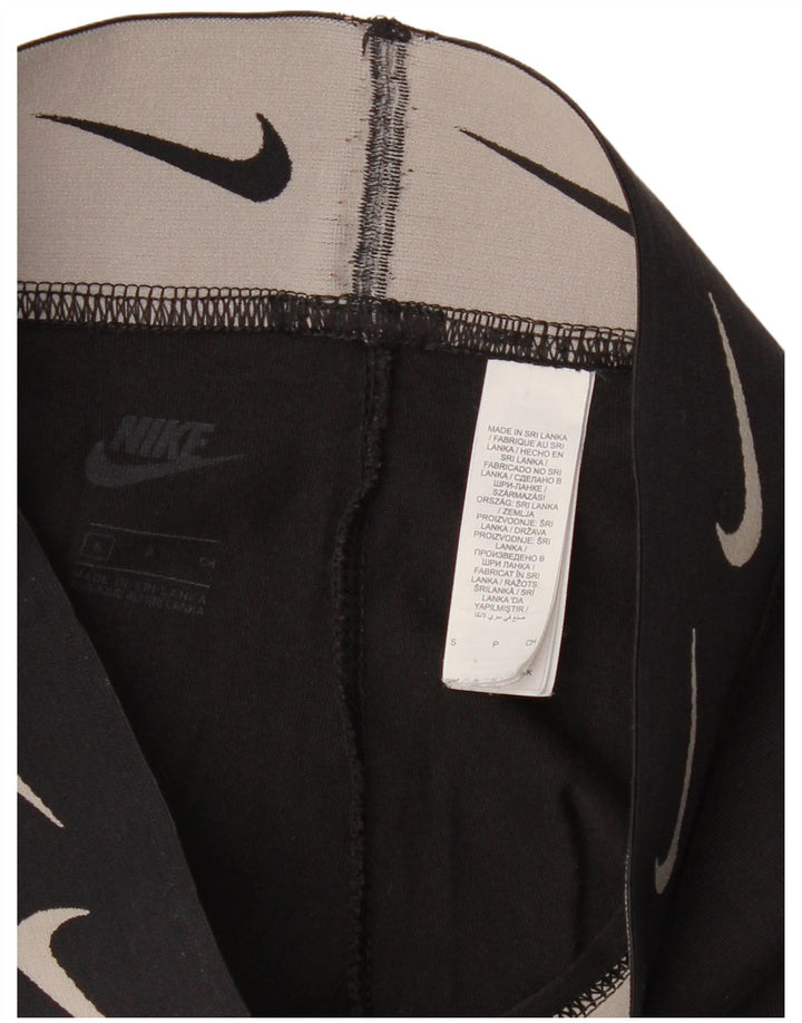 Nike Womens Graphic Leggings UK 10 Small Schwarz Baumwolle