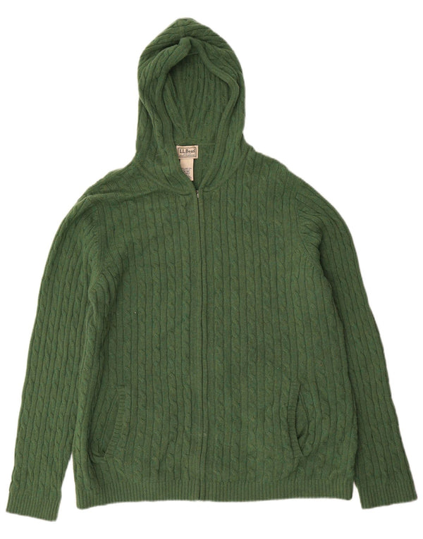 L.L.Bean Damen-Cardigan mit Kapuze, UK 18, XL, grüne Wolle
