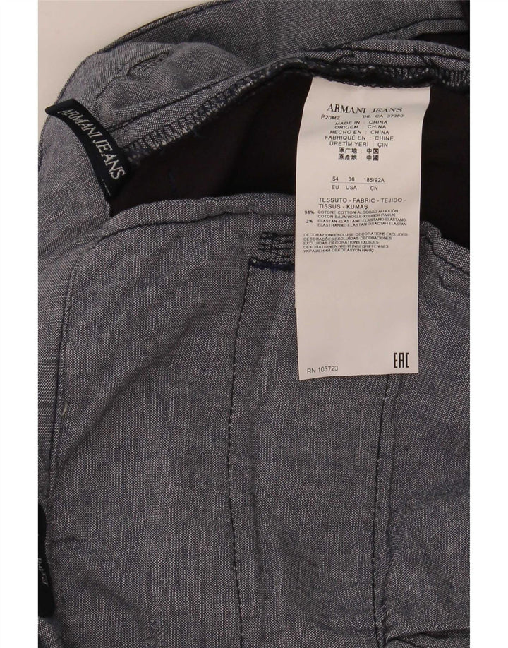 Armani Herren Extra Sim Fit Chinohose W36 L35 Schwarze Baumwolle