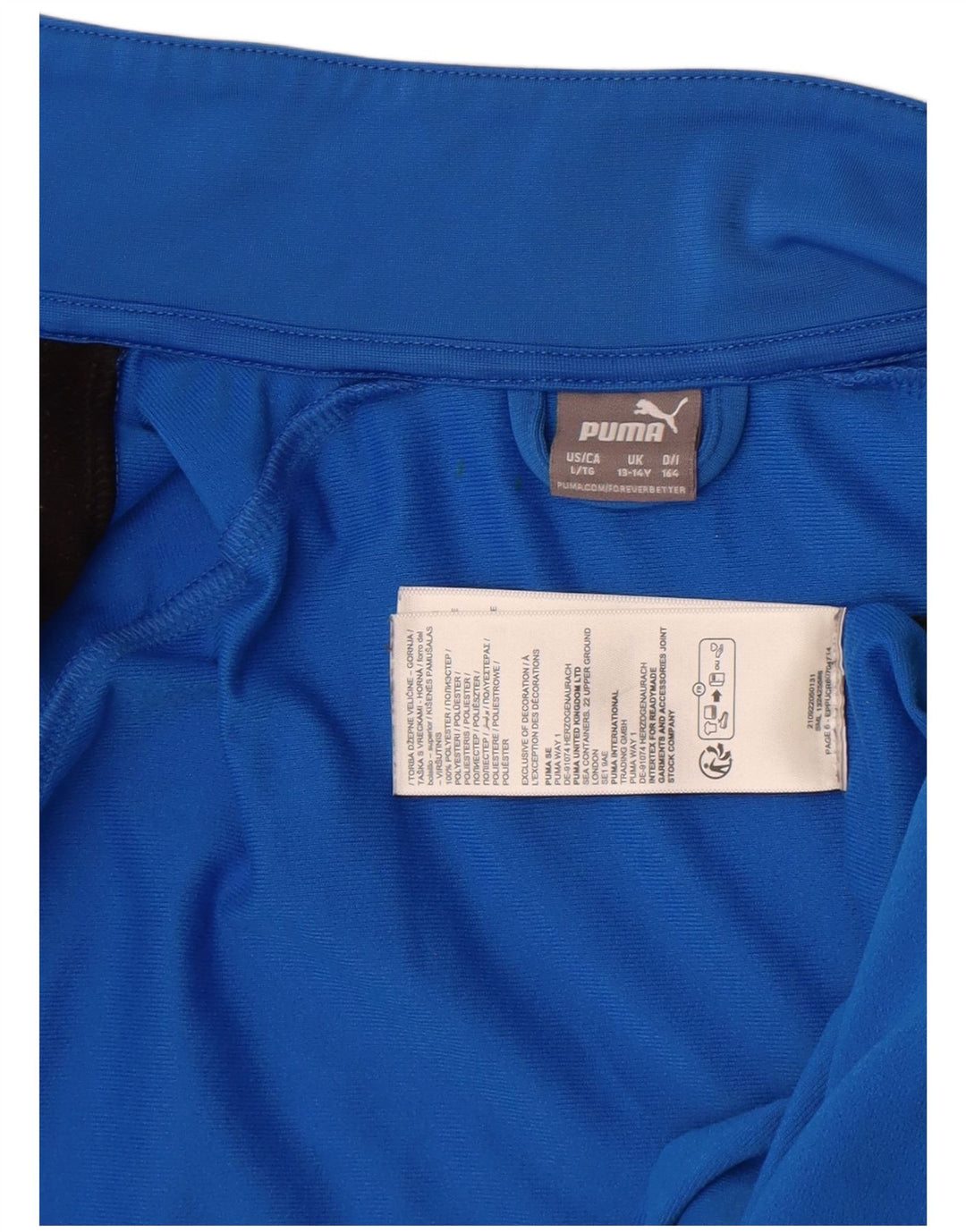 Puma Jungen Grafik-Trainingsanzug-Top-Jacke, 13–14 Jahre, blaues Farbblockdesign