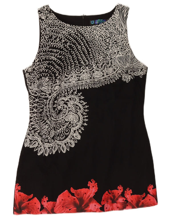 Desigual Damen Graphic Graphic Etuikleid EU 44 XL Schwarz geblümt