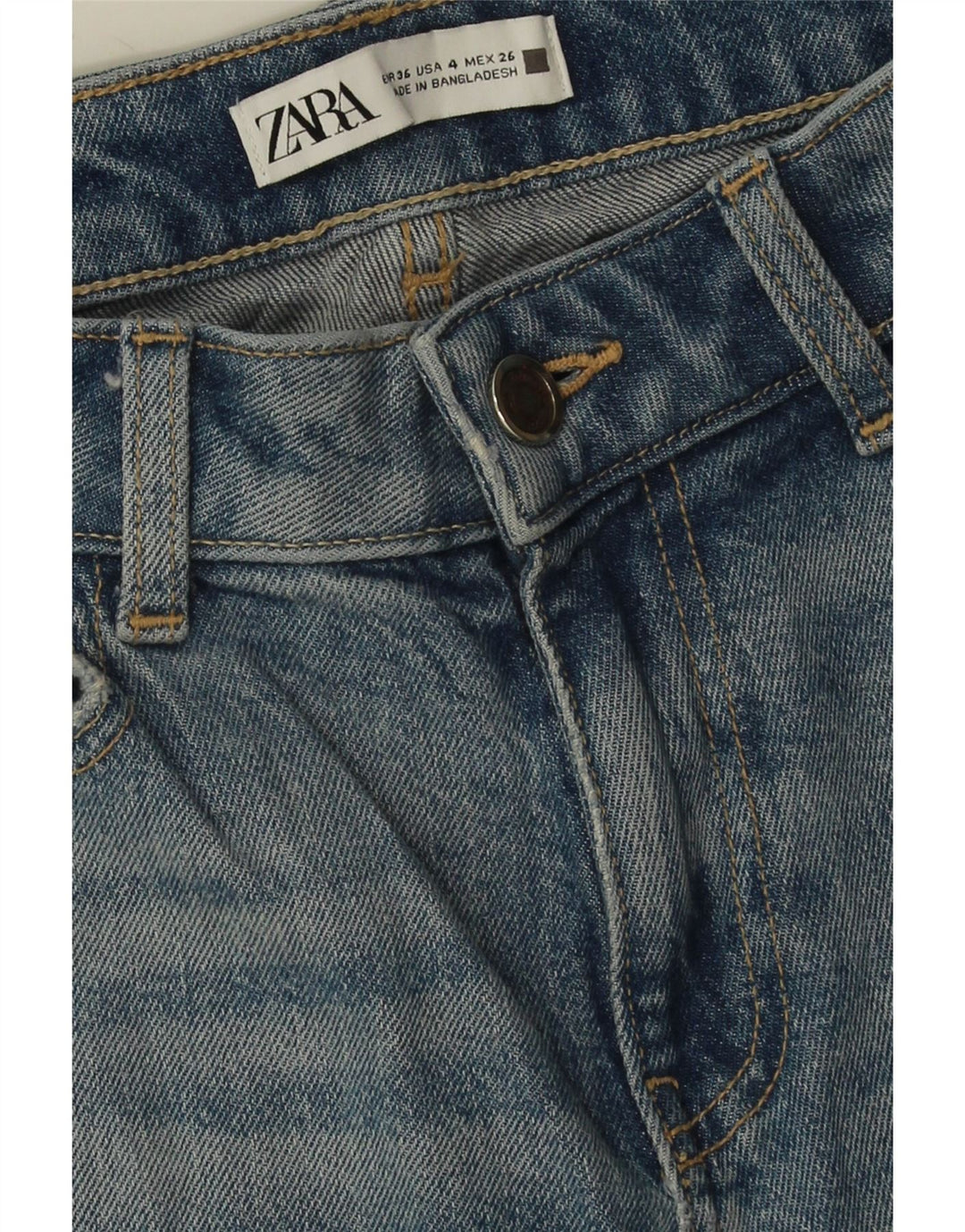 Zara Damen Distressed Slim Jeans EU 36 XS W26 L28 Blau