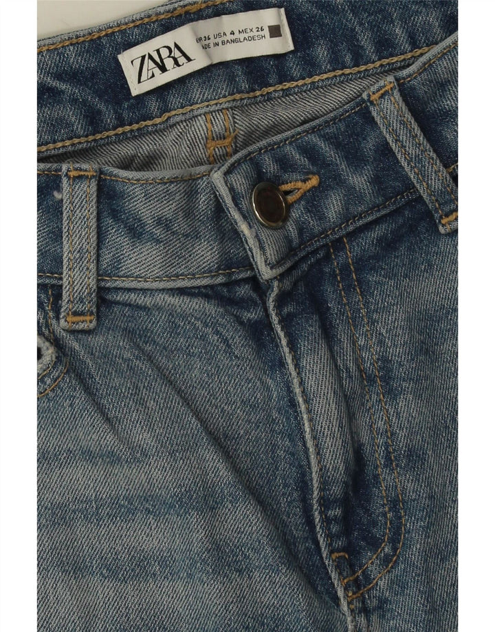Zara Damen Distressed Slim Jeans EU 36 XS W26 L28 Blau