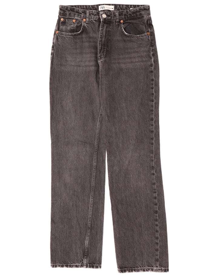 Zara Damen Straight Jeans EU 38 Small W28 L32 Grau