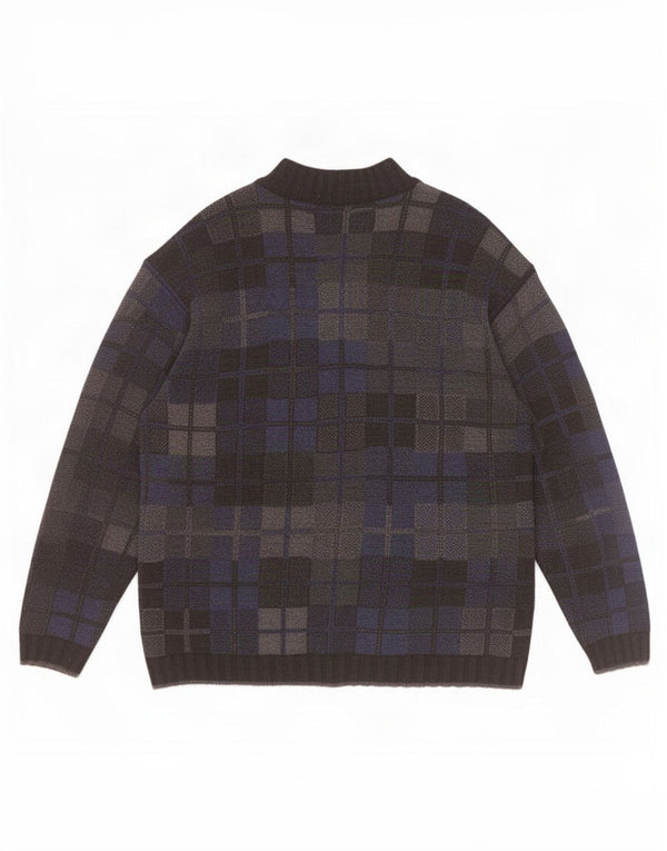 Mapier Mens Cardigan Sweater Large Blue Geometric