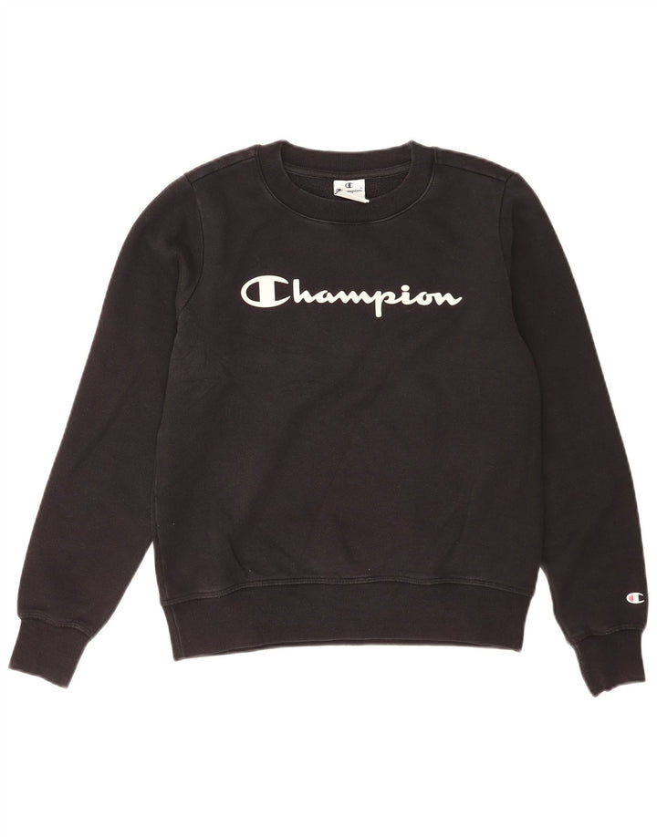 Champion Womens Graphic Oversized Sweatshirt Pullover UK 10 Small Schwarz