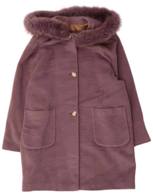 Armorica Damen-Übergroßer Mantel mit Kapuze IT 46 Large Lila Wolle