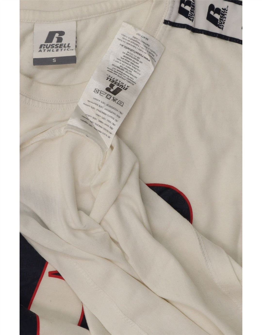 RUSSELL ATHLETIC Damen Grafik-T-Shirt Top Small aus weißer Baumwolle