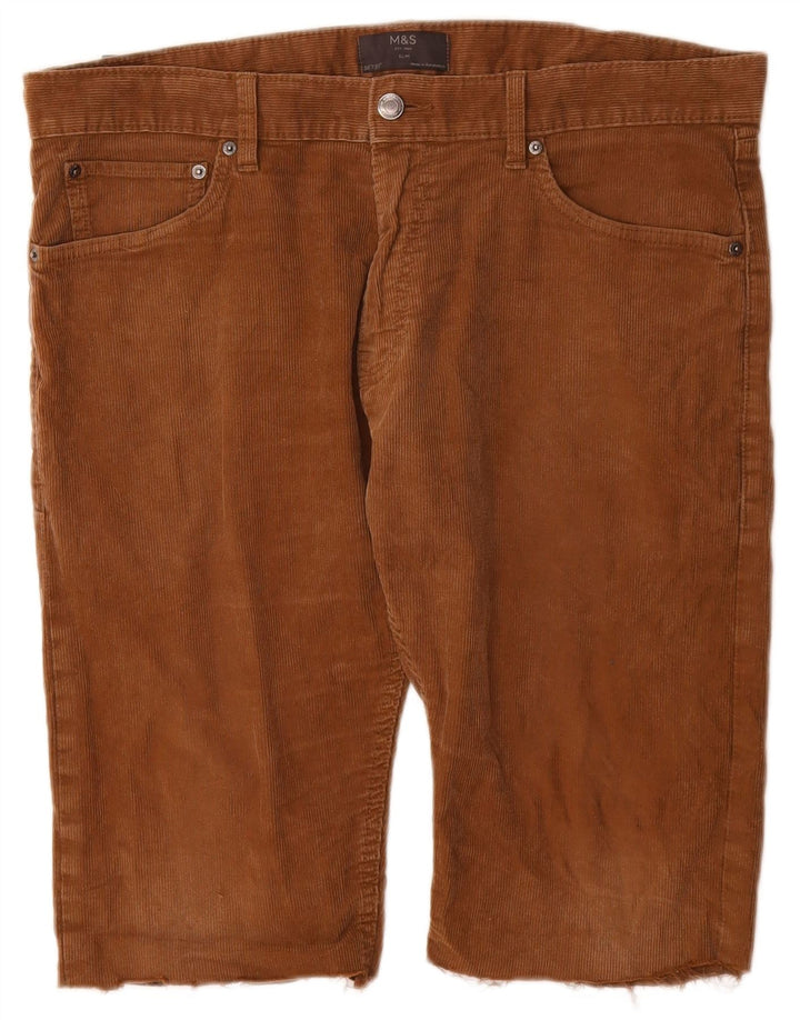 Marks & Spencer Herren Slim Cordshorts W36 Large Braun