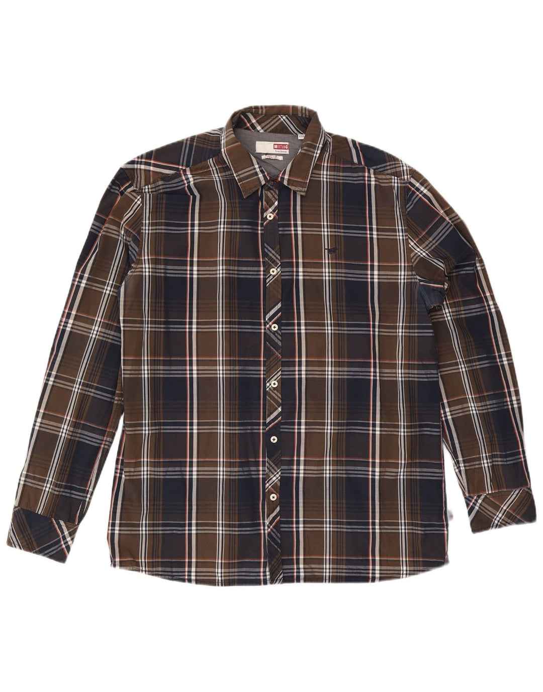 Mustang Herren Slim Fit Hemd 2XL braun kariert Baumwolle