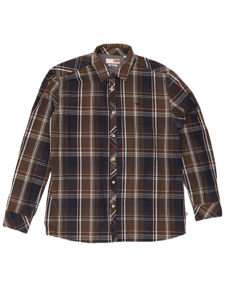 Mustang Herren Slim Fit Hemd 2XL braun kariert Baumwolle