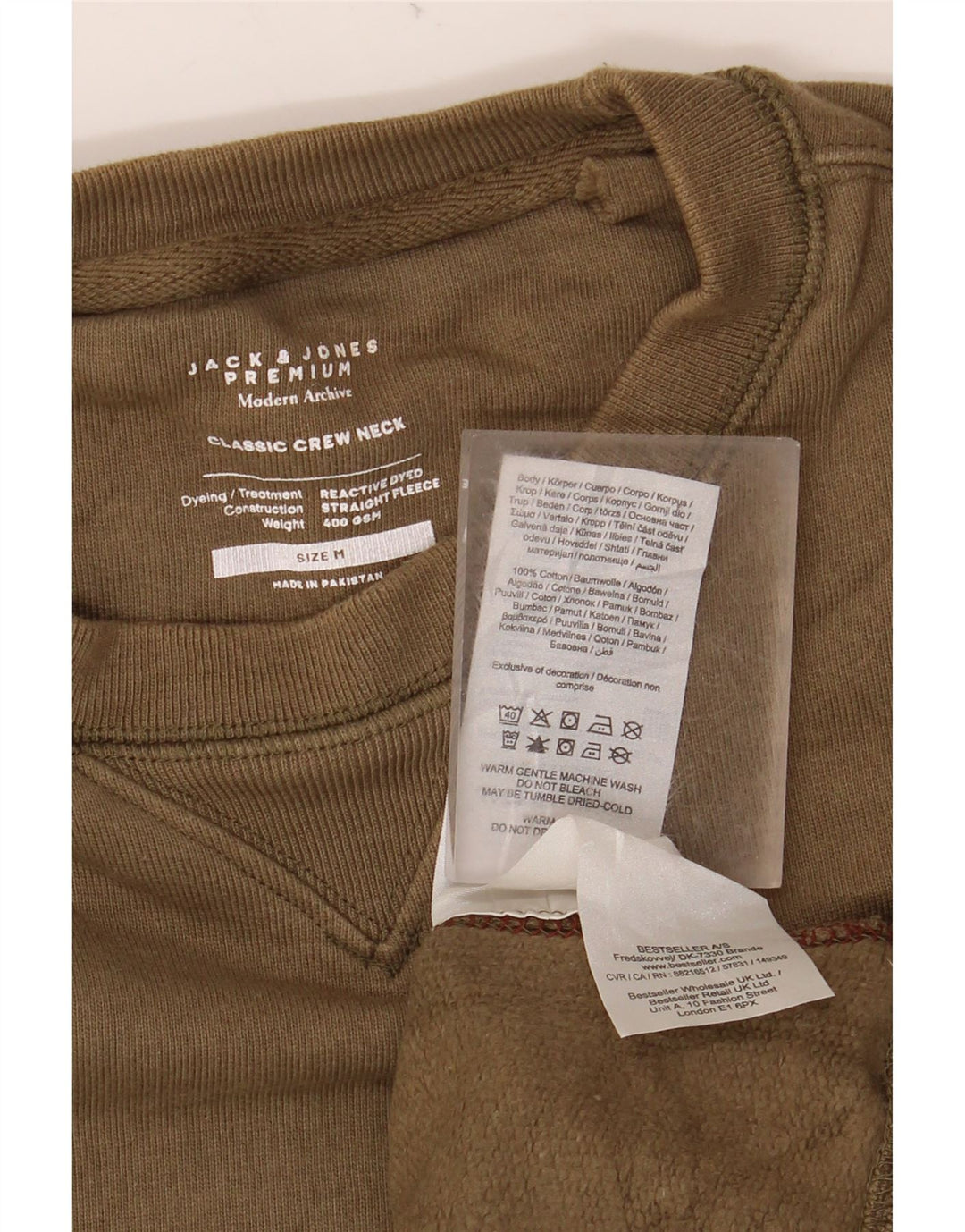 JACK & JONES Herren-Sweatshirt-Pullover, mittlere Khaki-Baumwolle