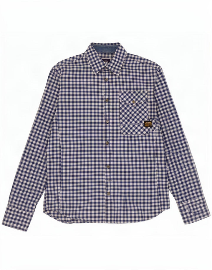 G-Star Herrenhemd aus mittelblauer Gingham-Baumwolle