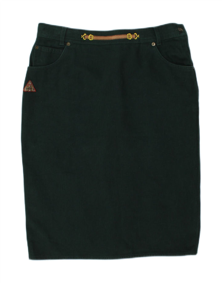 VINTAGE Womens Pencil Skirt W32 Large Green Cotton Vintage Vintage and Second-Hand Vintage from Messina Hembry 